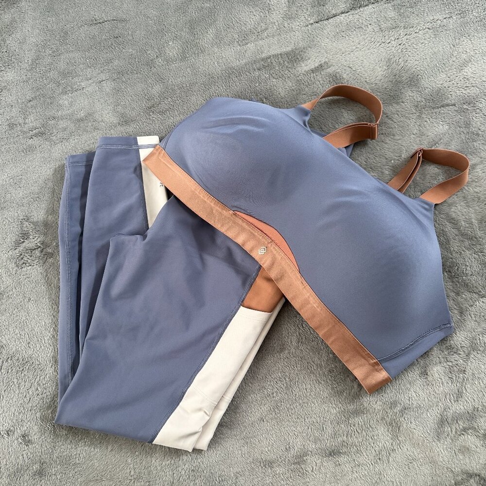 Third Love Workout Set 42E Sports Bra Large Leggings Blue ThirdLove